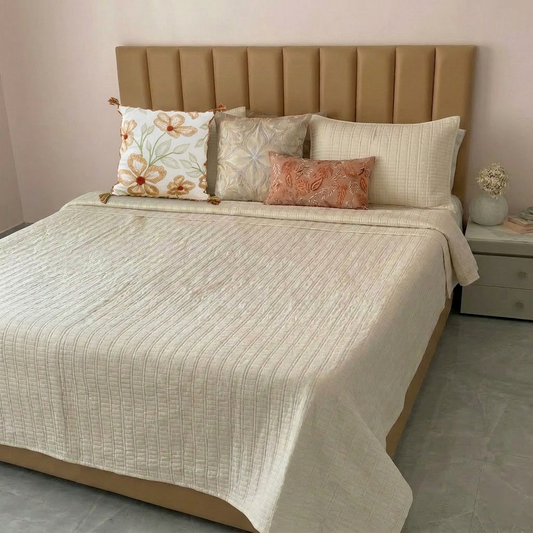Cotton Brick Quilt Ivory