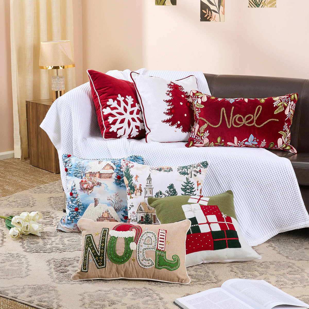 Christmas Winter Village Cushion Cover