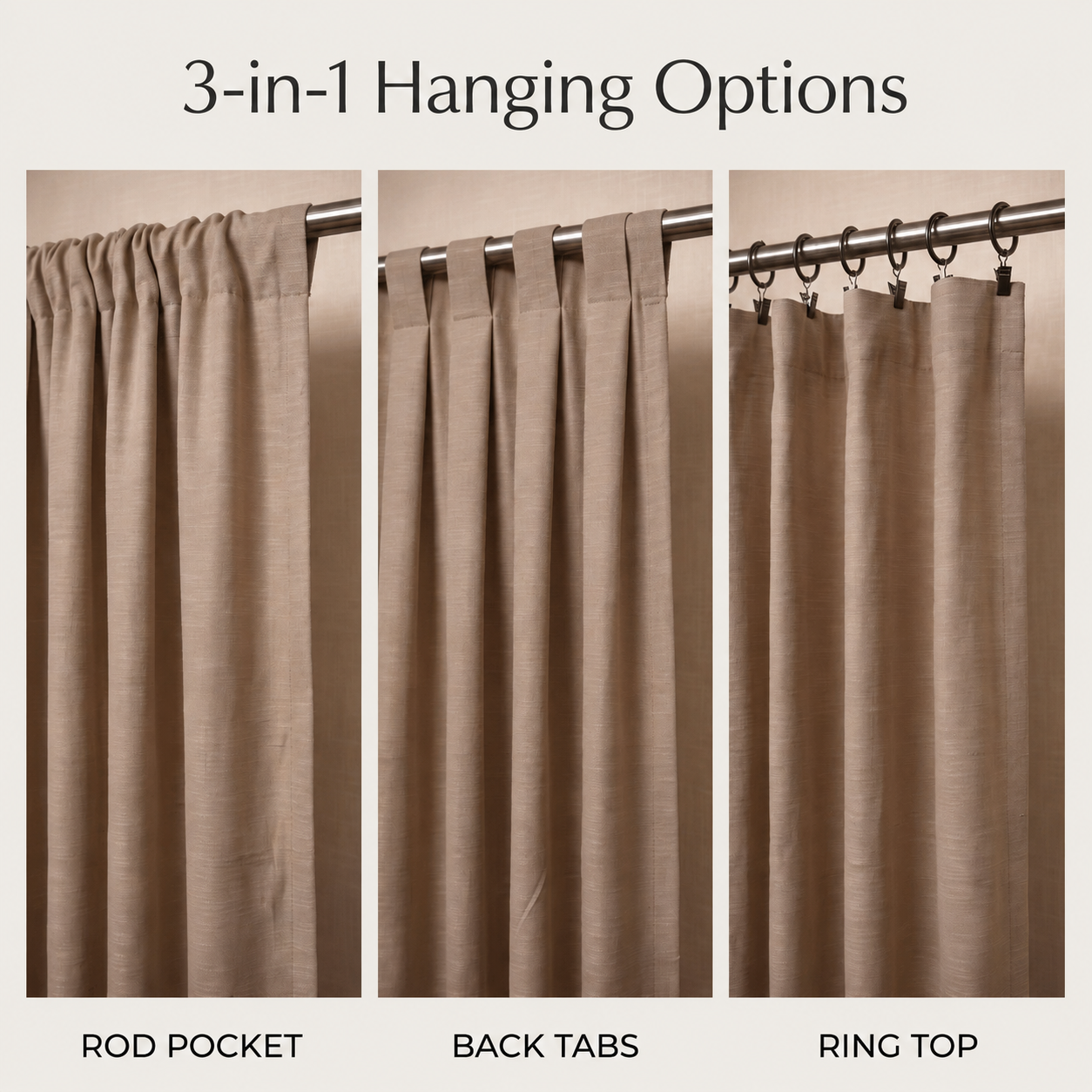 Heavy slub cotton curtain, full panel, Beige