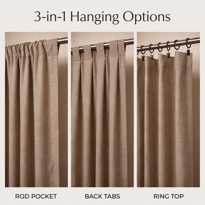 Heavy slub cotton curtain, full panel, Beige