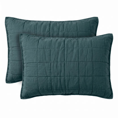 European Linen Grid Quilted Shams