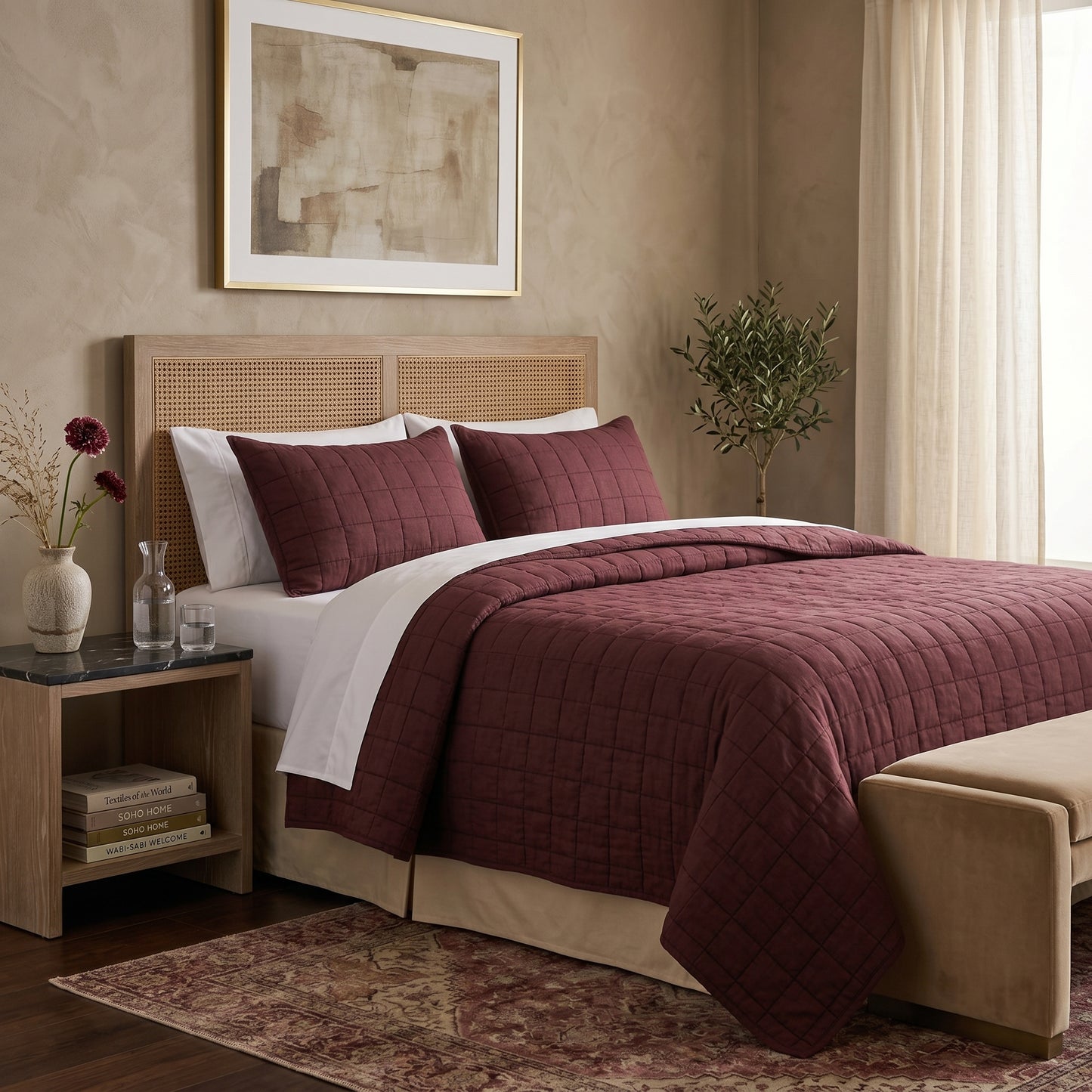 European Linen Grid Quilt set