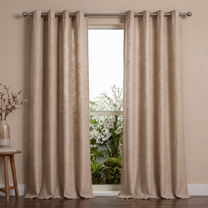 Heavy slub cotton curtain, full panel, Ivory