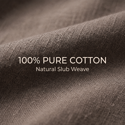Cotton slub curtain showing textured weave detail, Dark Grey