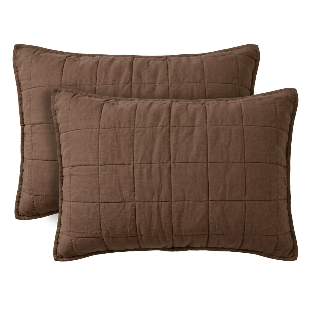 European Linen Grid Quilted Shams