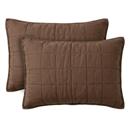 European Linen Grid Quilted Shams