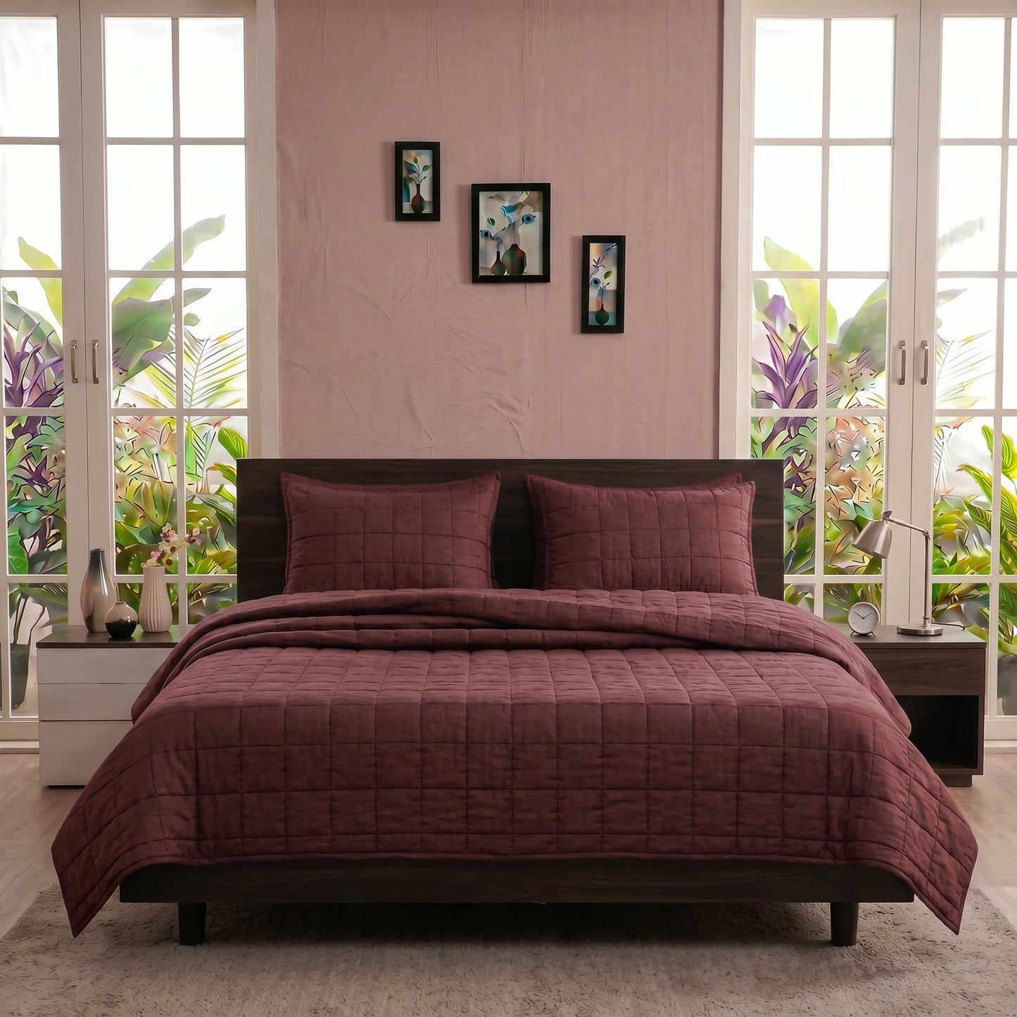 European Linen Grid Quilt set