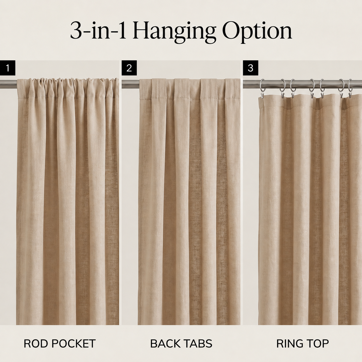 Cotton slub curtain, full panel, Ivory
