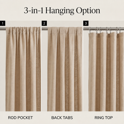 Cotton slub curtain, full panel, Ivory
