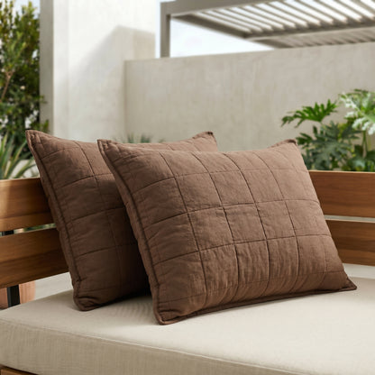 European Linen Grid Quilted Shams