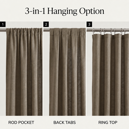 Cotton slub curtain showing textured weave detail, Dark Grey