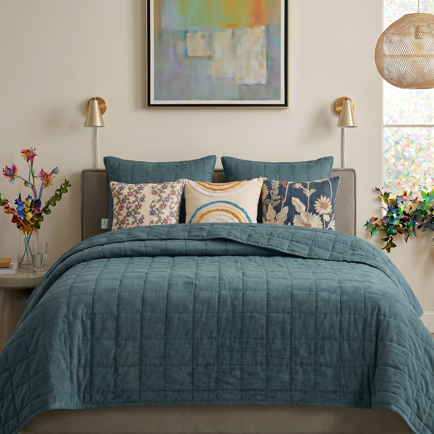 European Linen Grid Quilt set