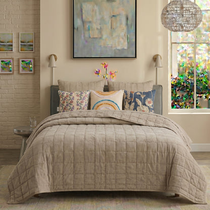 European Linen Grid Quilt set