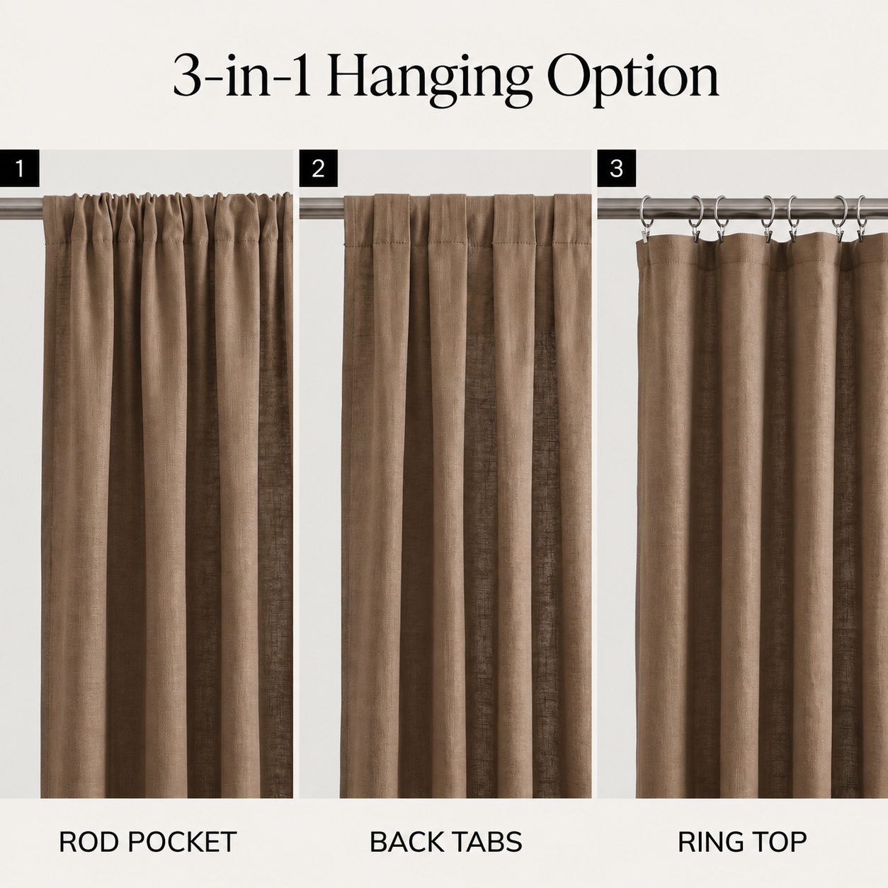 Cotton slub curtain, full panel, Beige