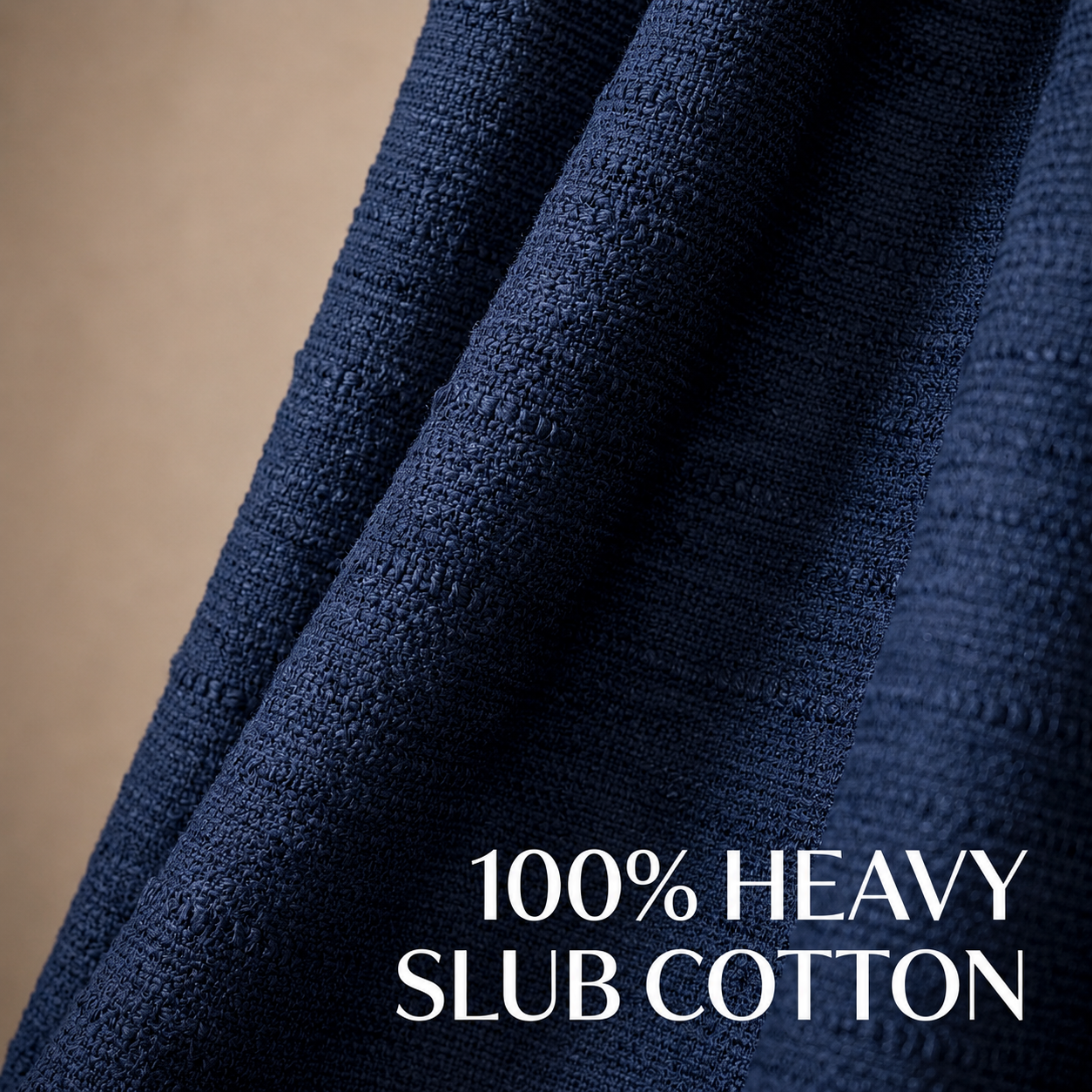 Heavy slub cotton curtain, full panel, Nightfall
