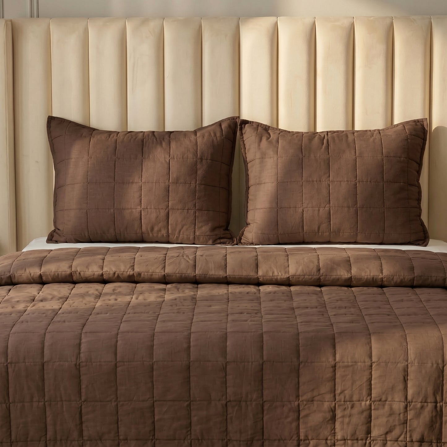 European Linen Grid Quilted Shams