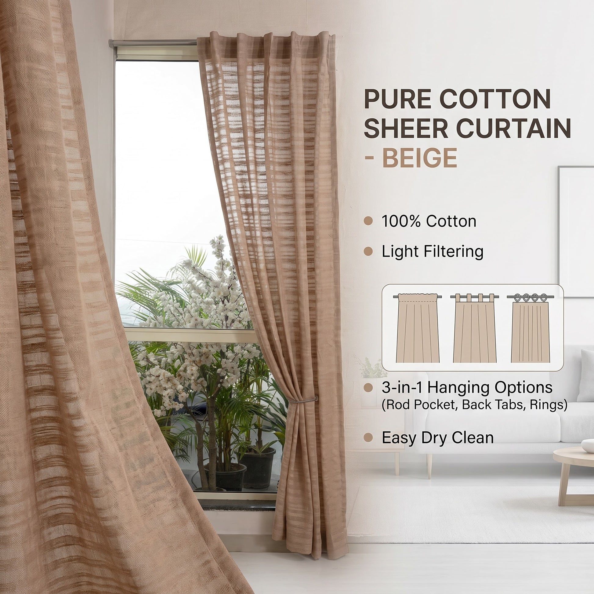 Elysion Pure Cotton Sheer Curtains