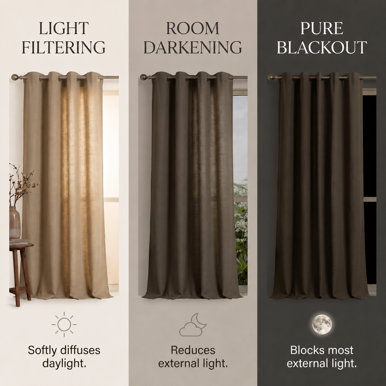 Cotton slub curtain, full panel, Beige