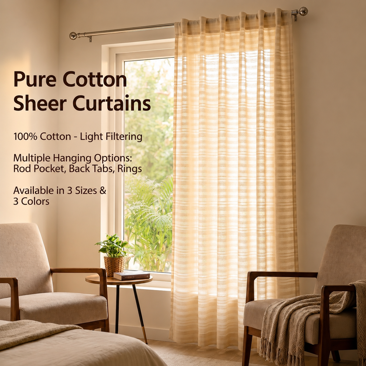 Elysion Pure Cotton Sheer Curtains