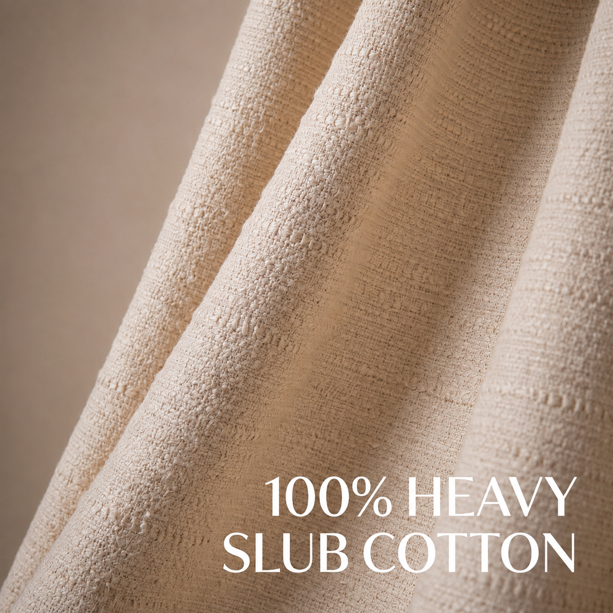 Heavy slub cotton curtain, full panel, Ivory