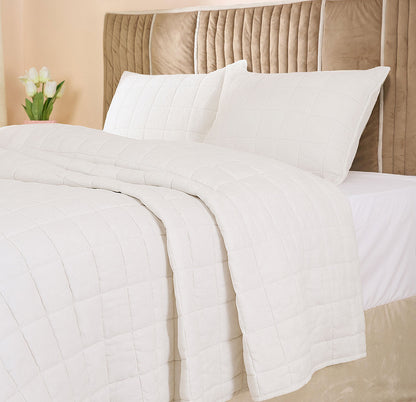 European Linen Grid Quilted Shams