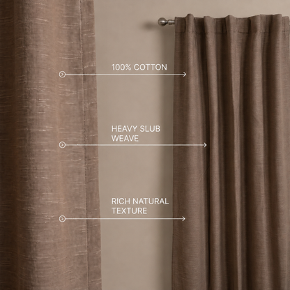 Heavy slub cotton curtain, full panel, Beige
