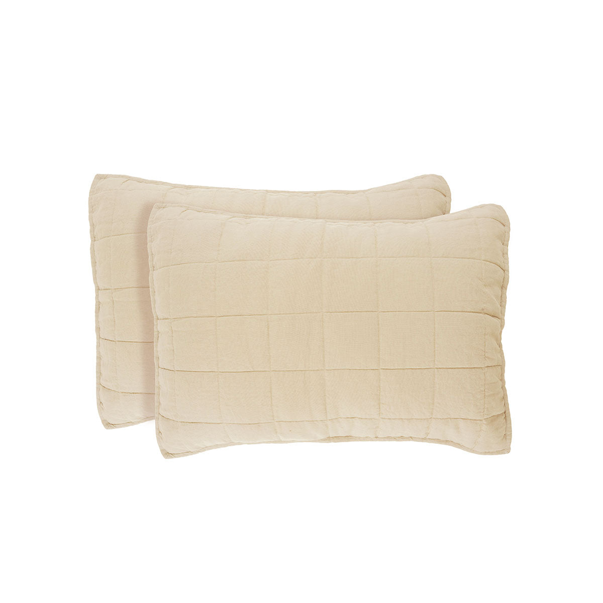 European Linen Grid Quilted Shams