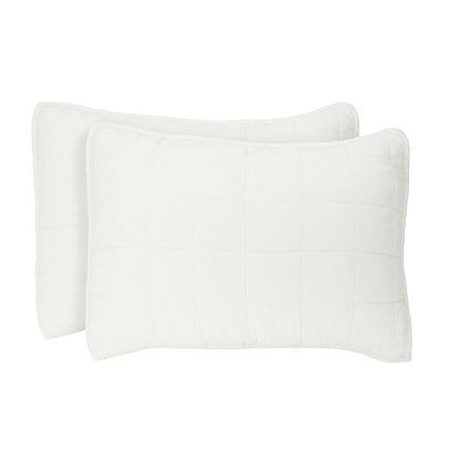 European Linen Grid Quilted Shams