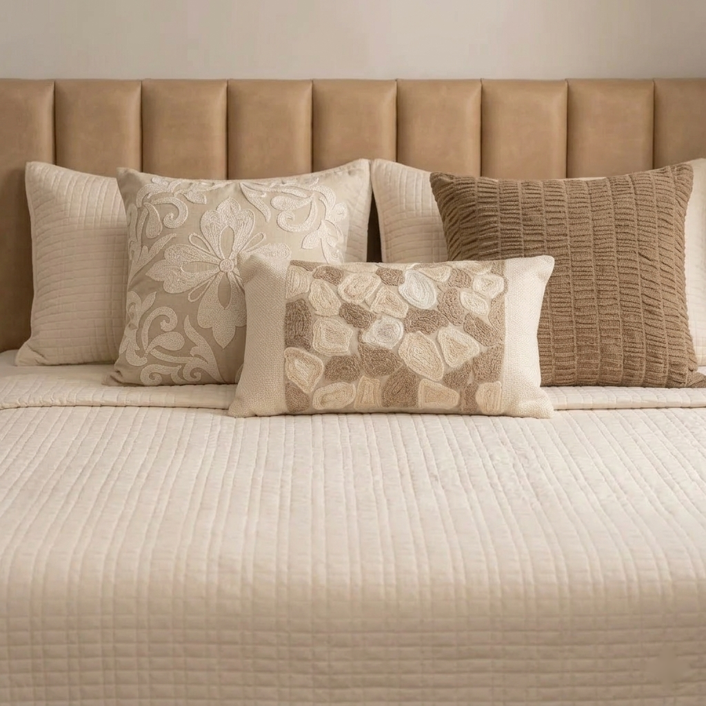 Cotton Brick Quilt set Ivory