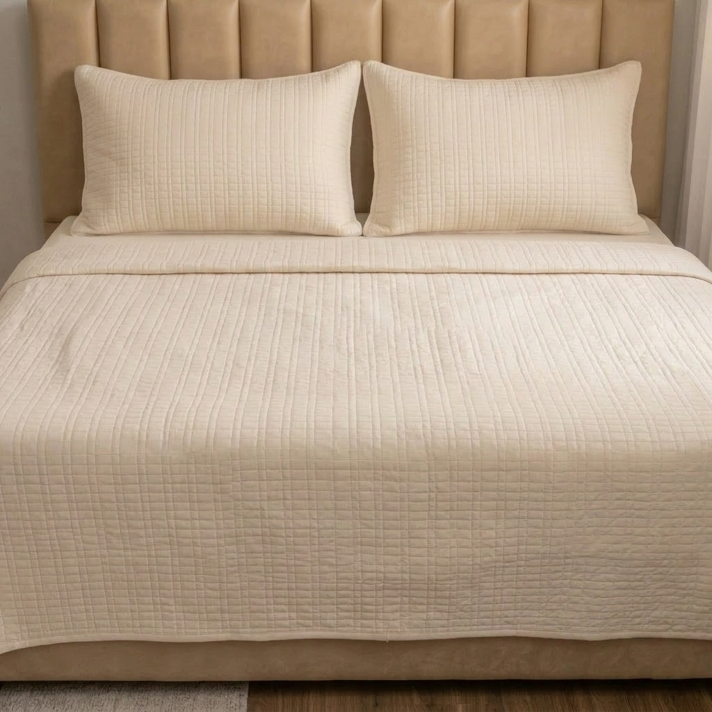 Cotton Brick Quilt set Ivory