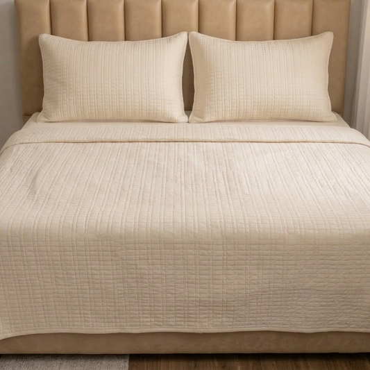 Cotton Brick Quilt set Ivory