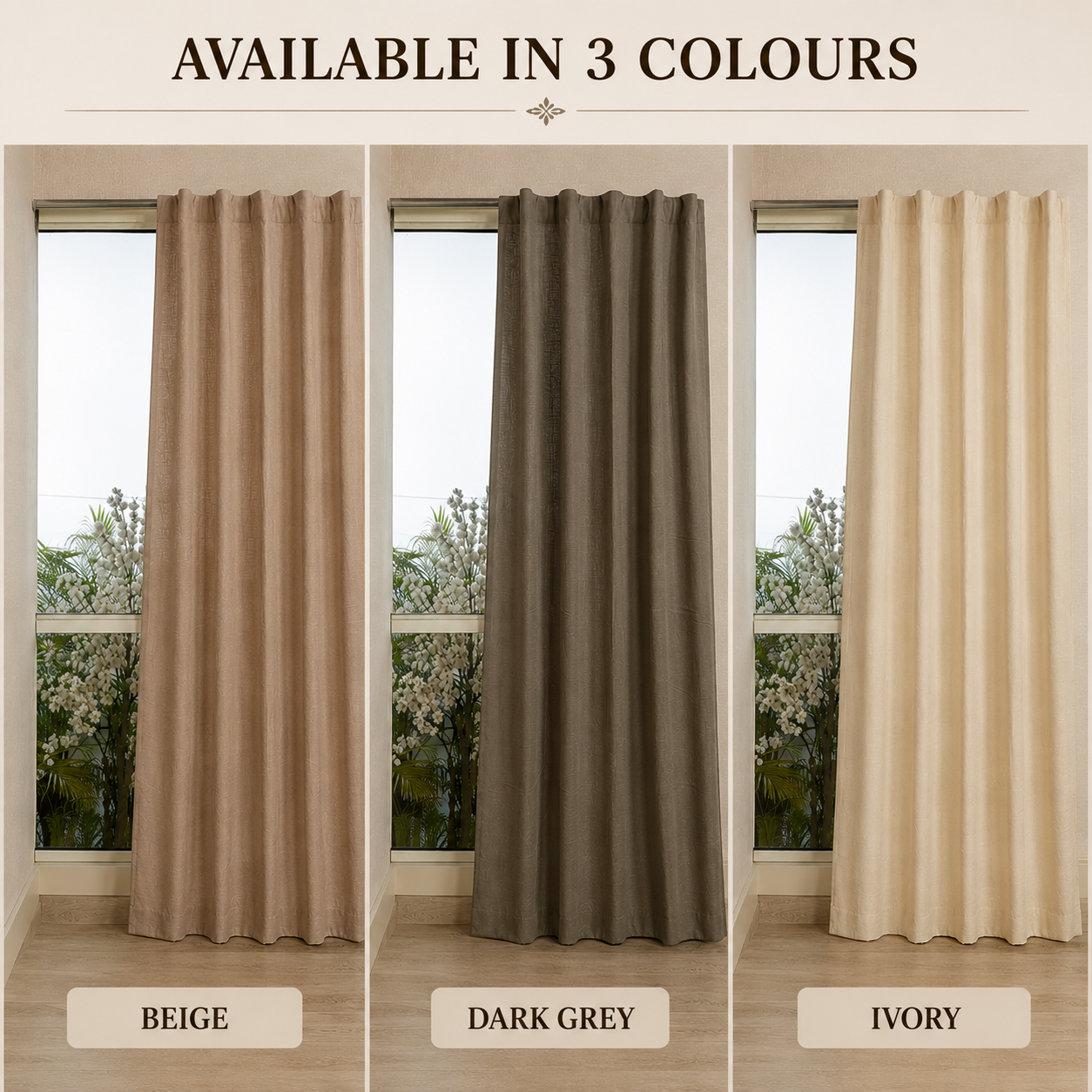 Cotton slub curtain, full panel, Beige