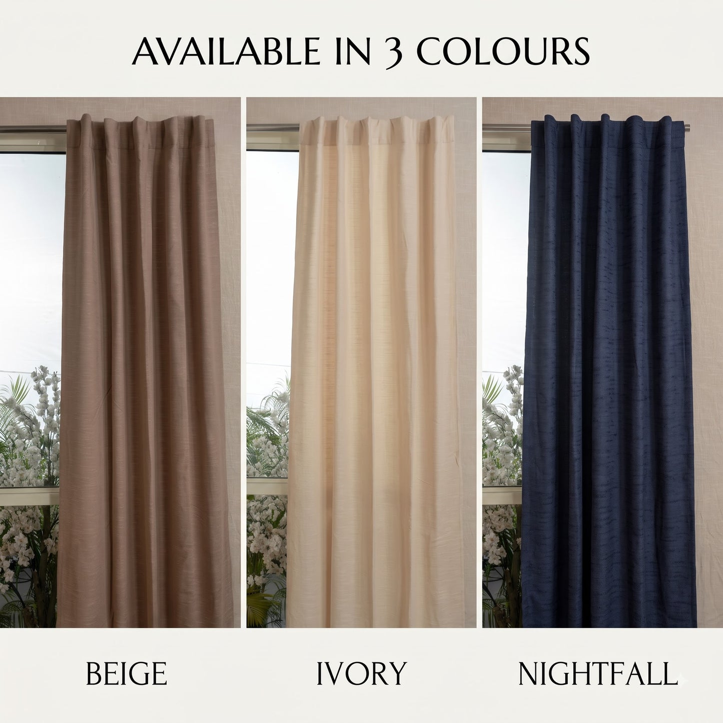Heavy slub cotton curtain, full panel, Beige