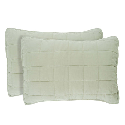 European Linen Grid Quilted Shams