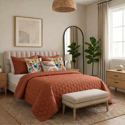 Cotton Honey comb Quilt set