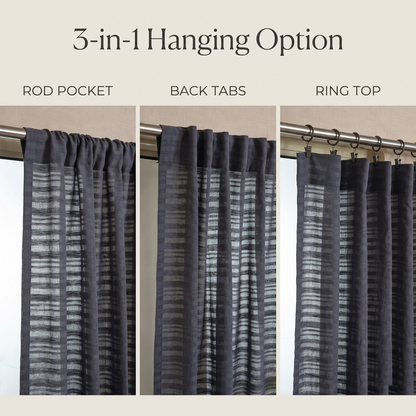 Cotton sheer curtain in Ivory, styled in living room Nightfall