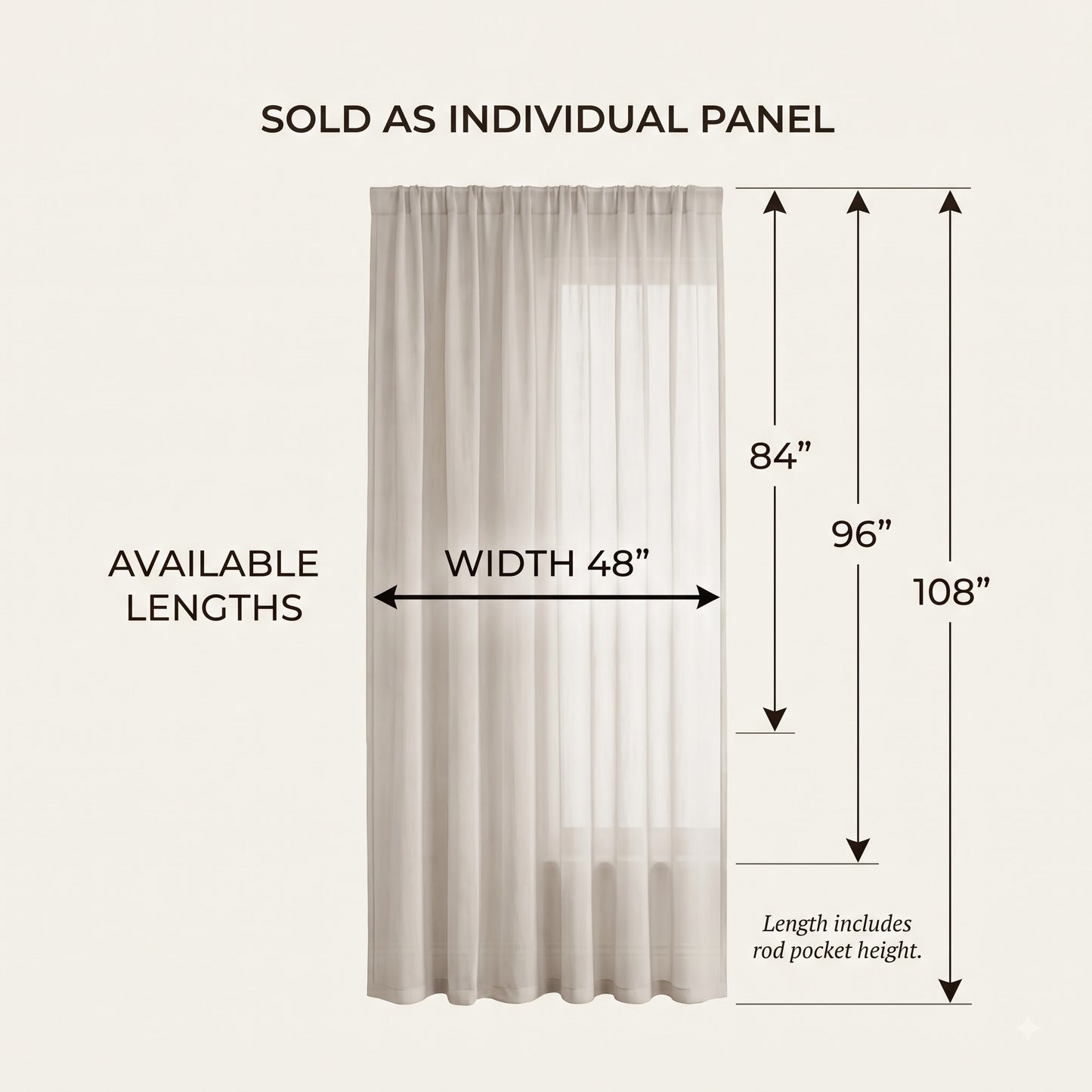 Cotton sheer curtain in Ivory, styled in living room Nightfall