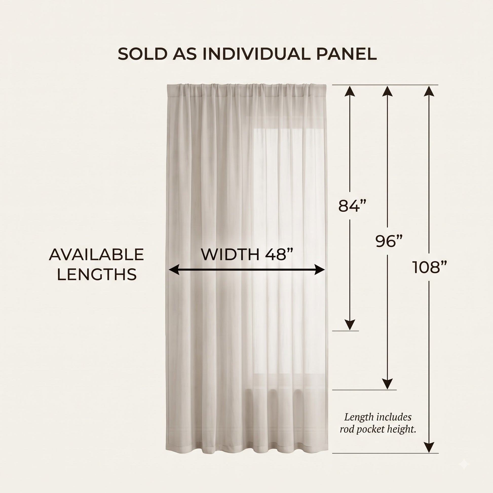 Cotton sheer curtain in Ivory, styled in living room Nightfall