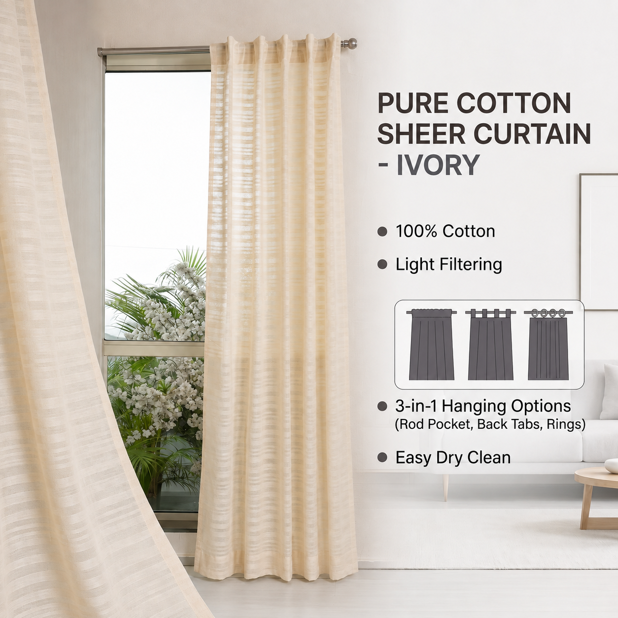 Elysion Pure Cotton Sheer Curtains
