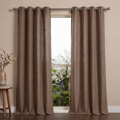 Heavy slub cotton curtain, full panel, Beige