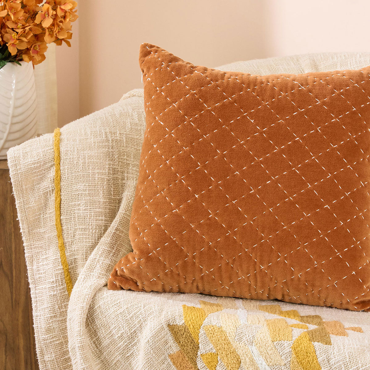 Cushion Cover Diamond Mustard